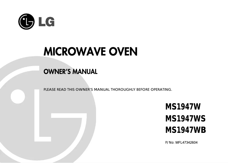 Imagen de la primera página del manual del dispositivo MS1947W