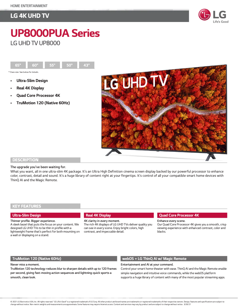 Imagen de la primera página del manual del dispositivo 50UP8000PUR