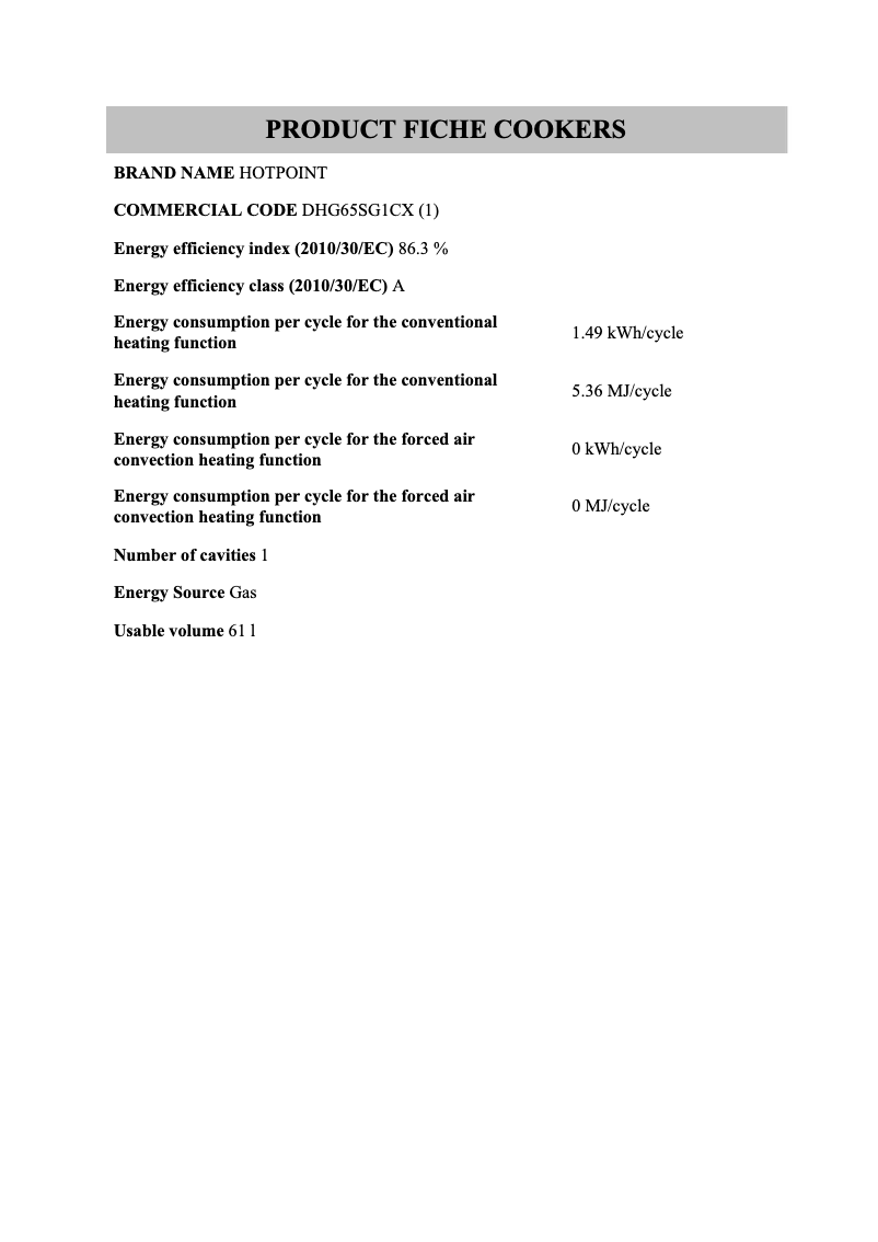 Imagen de la primera página del manual del dispositivo DHG65SG1CX