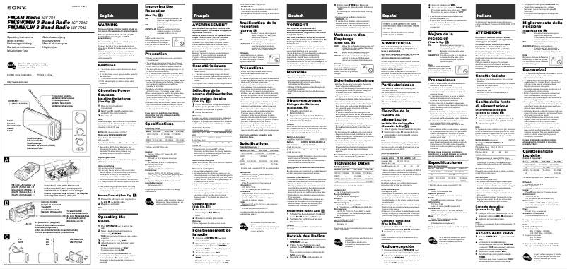 Página 1 del manual Manual de usuario Sony ICF-704L