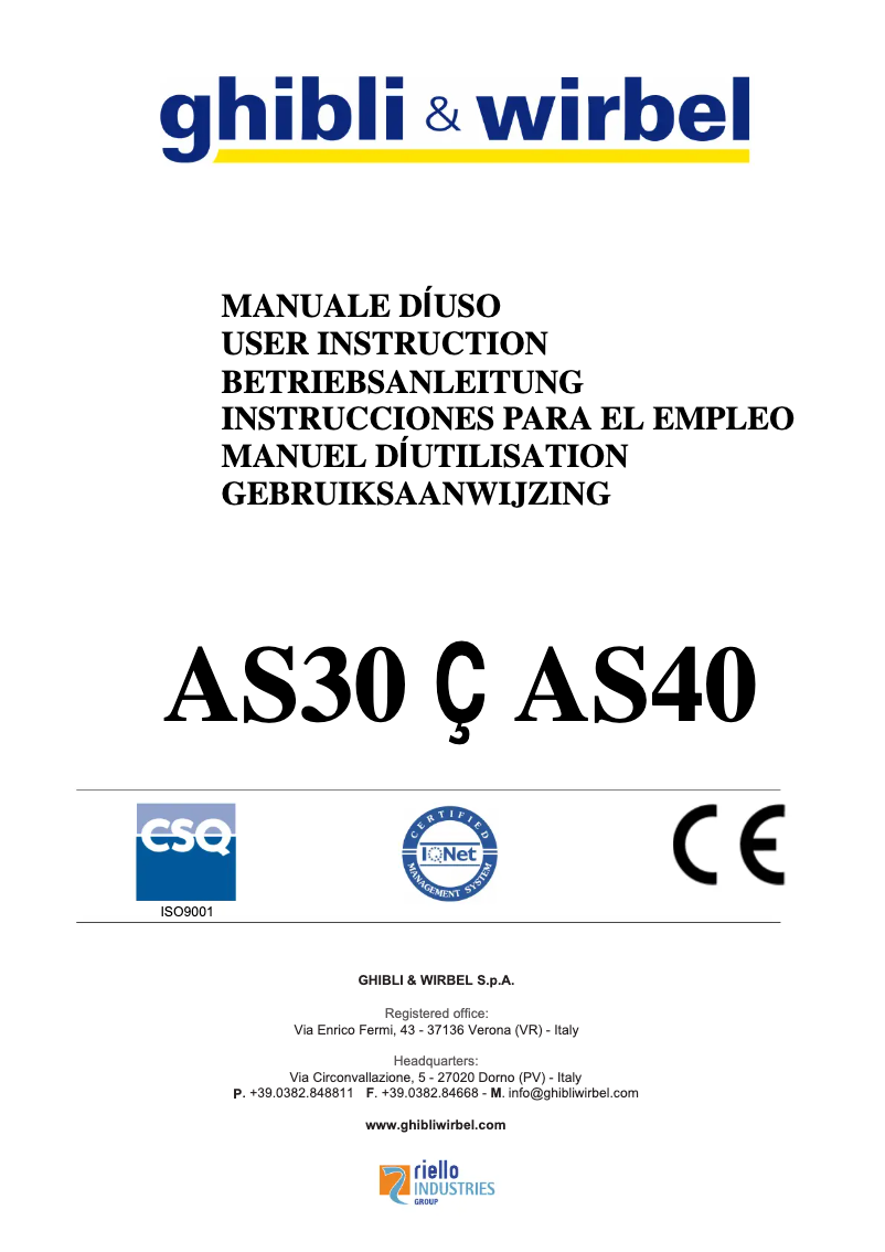 Página 1 del manual Manual de uso y mantenimiento Ghibli & Wirbel AS 40 IK