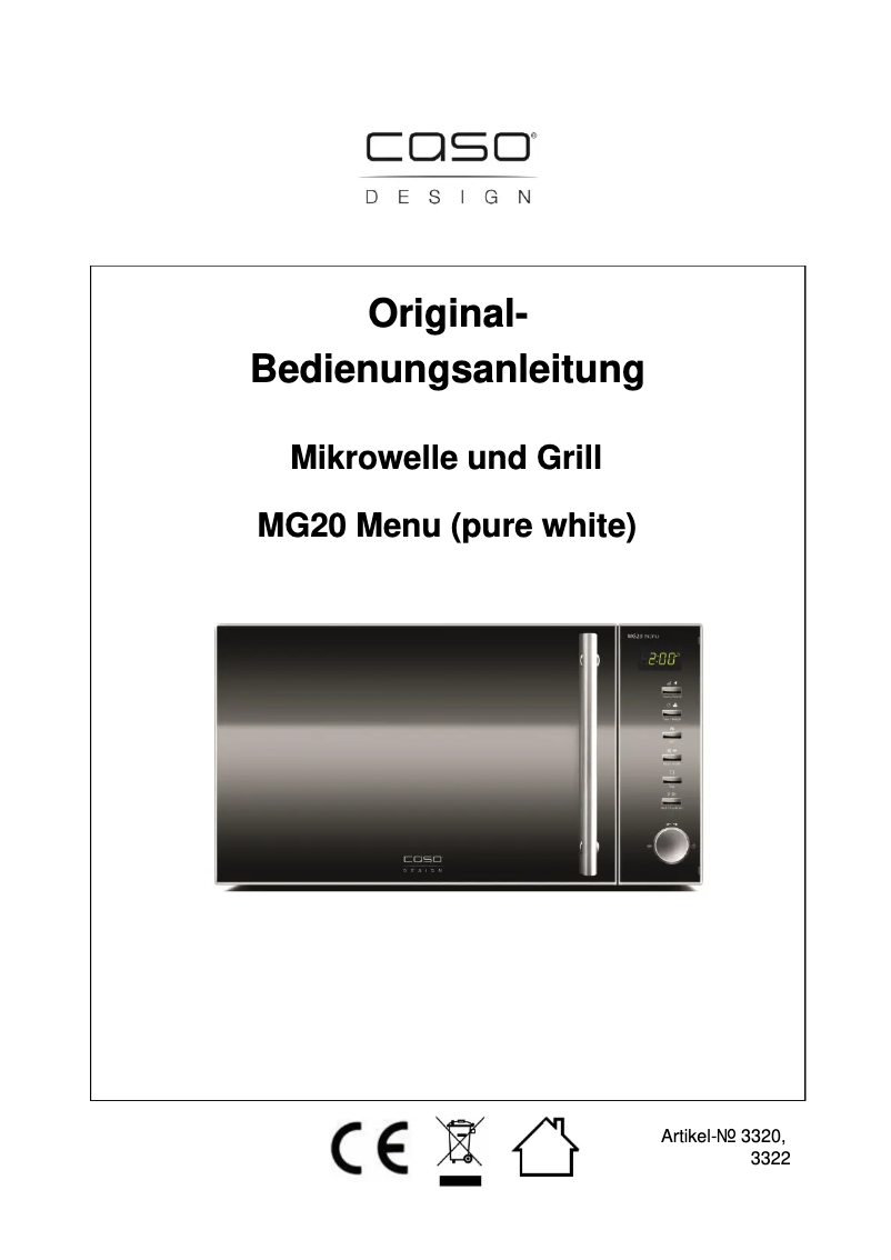 Imagen de la primera página del manual del dispositivo MG 20 Menu