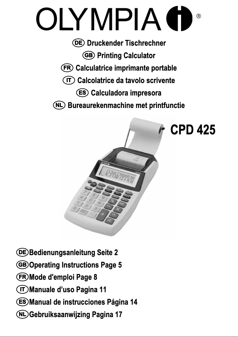 Imagen de la primera página del manual del dispositivo CPD 425