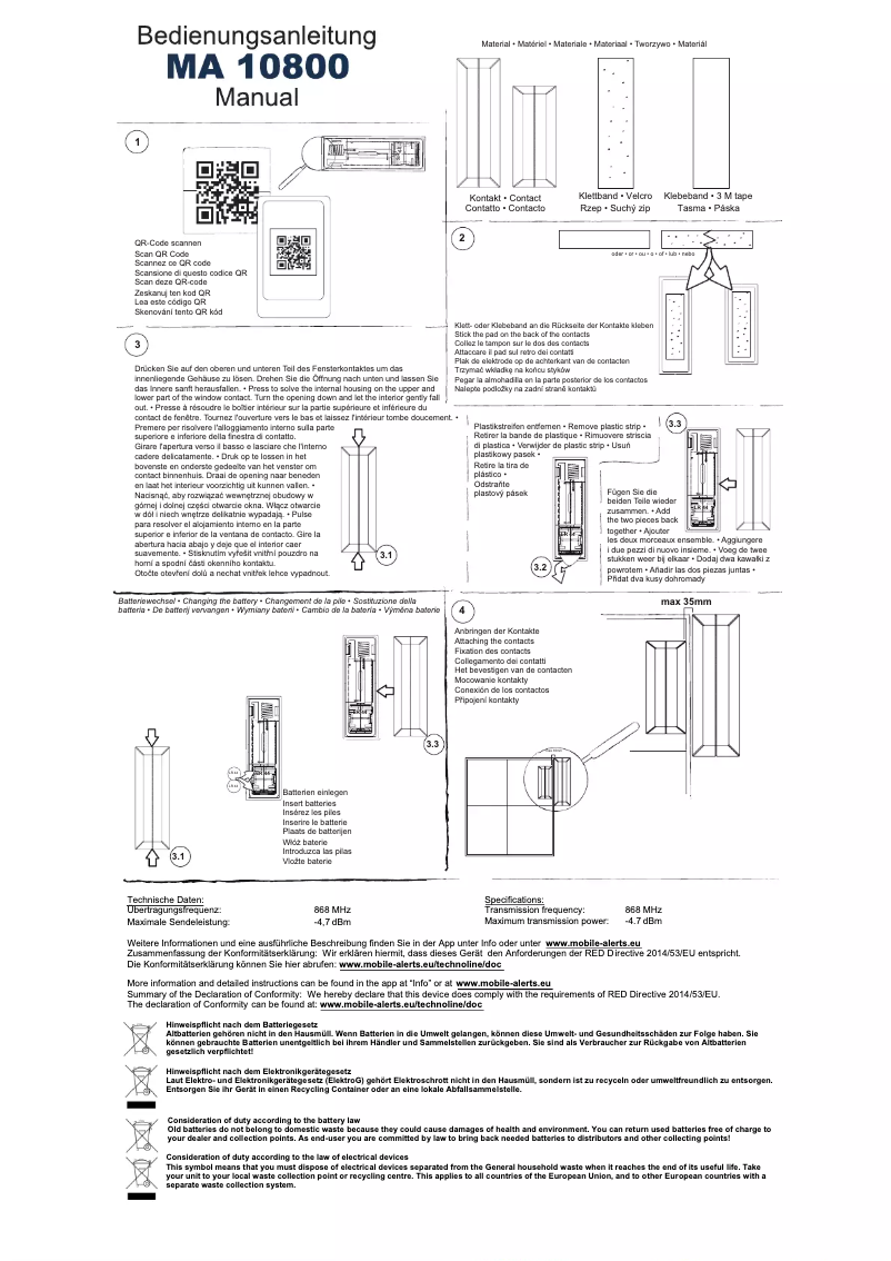 Página nº 1 - Manual de usuario Mobile Alerts MA10800
