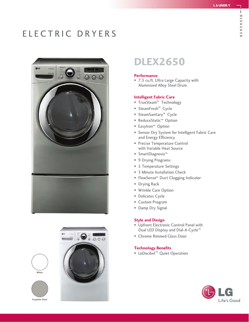 Página 1 del manual Ficha técnica LG DLEX2650V