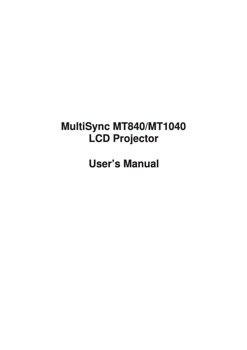 Imagen de la primera página del manual del dispositivo MultiSync MT1040