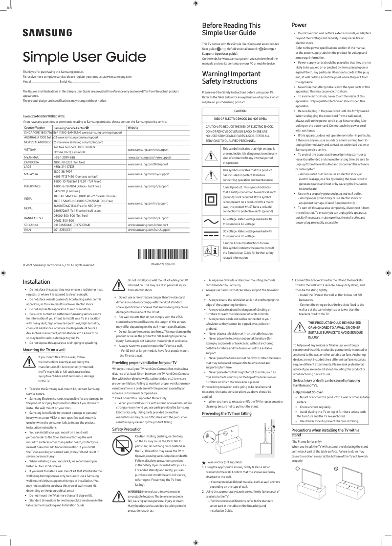 Imagen de la primera página del manual del dispositivo QA65QN800DW