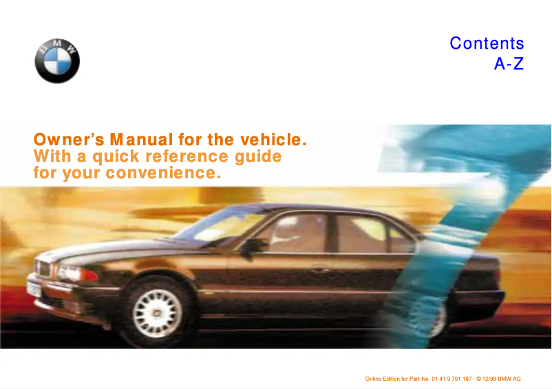 Página 1 del manual Manual de usuario BMW 750iL Sedan (1998)