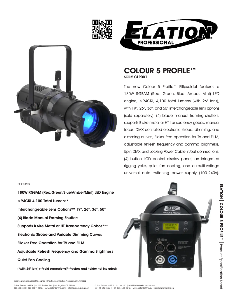 Imagen de la primera página del manual del dispositivo Colour 5 Profile