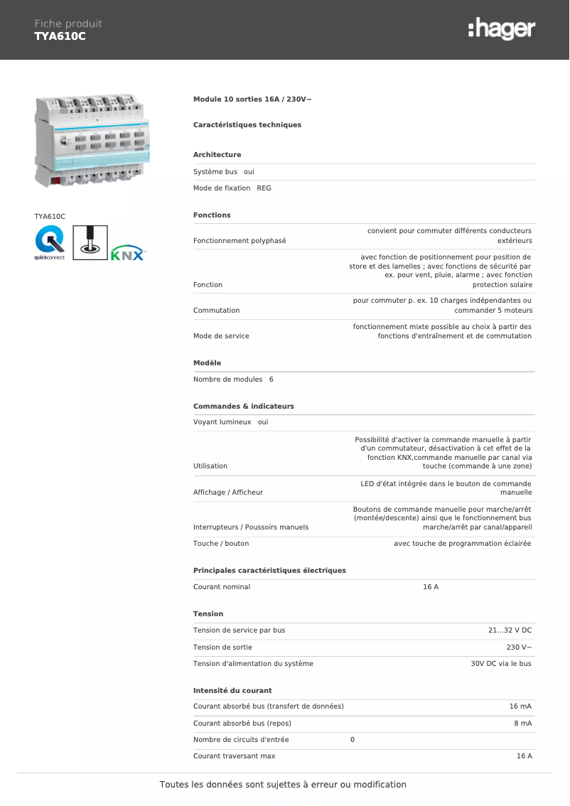 Imagen de la primera página del manual del dispositivo TYA610C