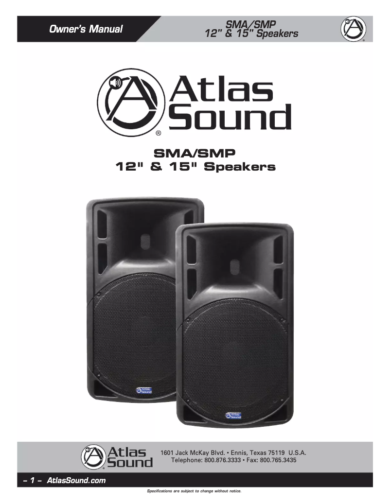 Página 1 del manual Manual de usuario Atlas Sound SMA-15