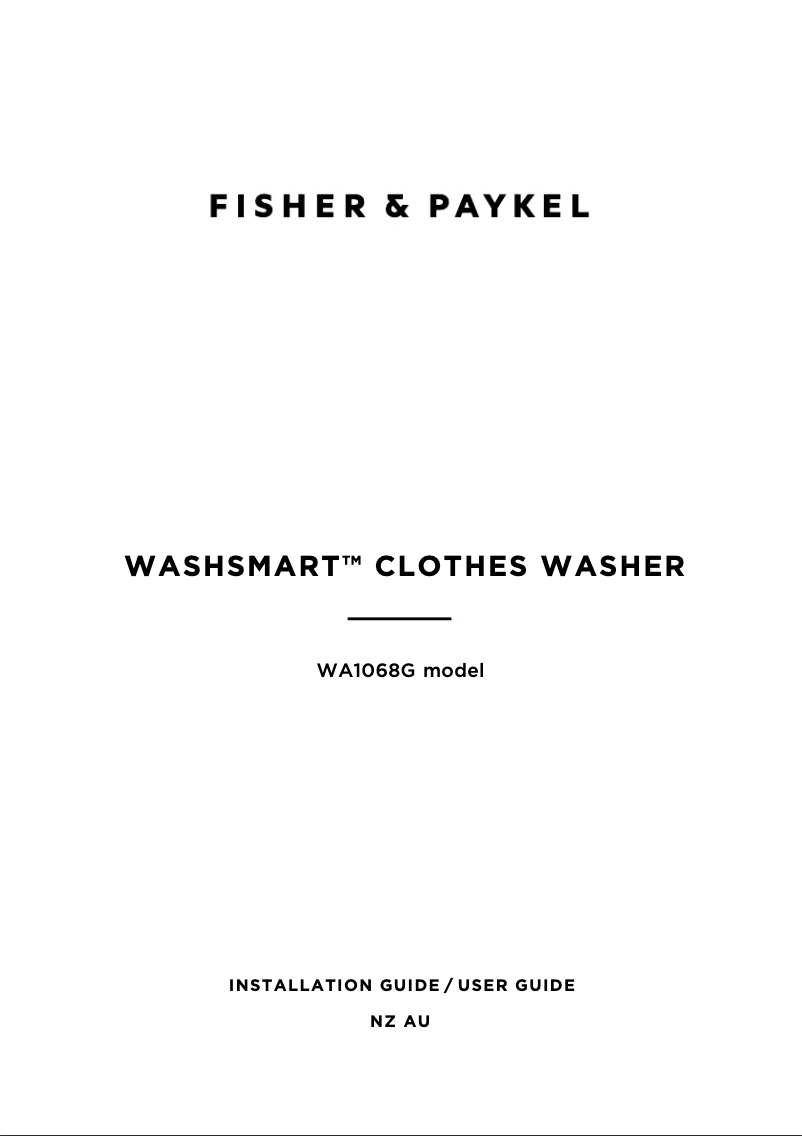 Página 1 del manual Manual de usuario Fisher & Paykel WashSmart WA1068G2