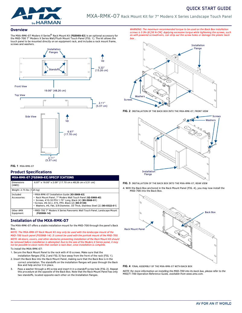 Imagen de la primera página del manual del dispositivo MXA-RMK-07