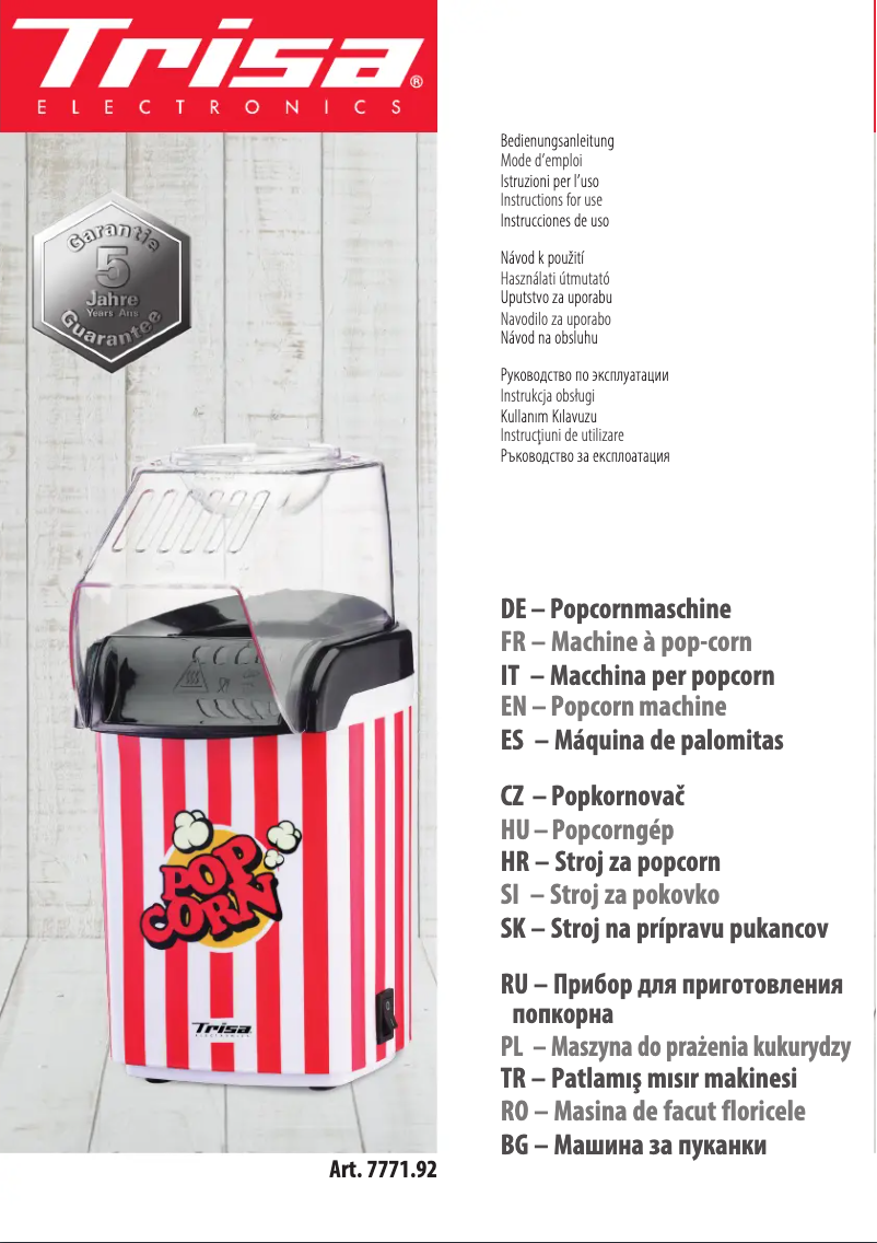 Imagen de la primera página del manual del dispositivo Pop 'n' Chill 7771.92