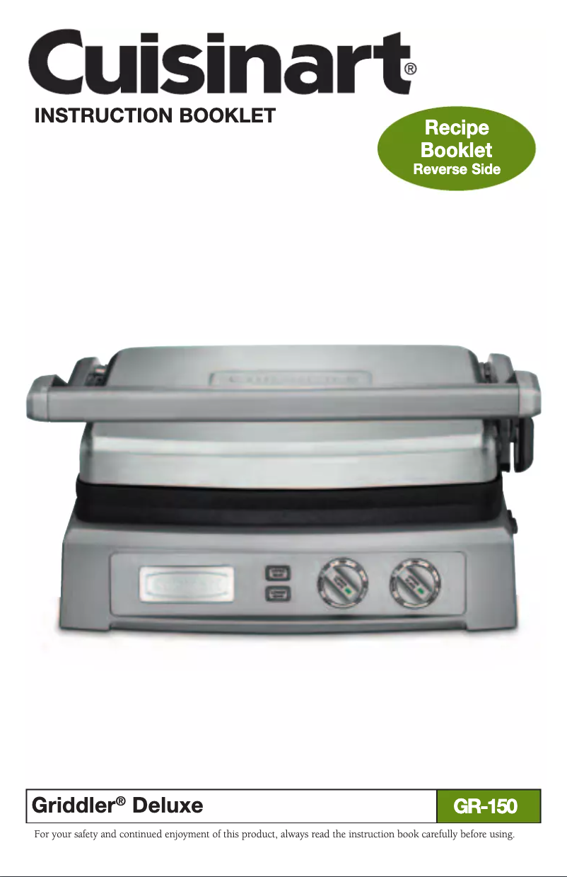 Página 1 del manual Manual de usuario Cuisinart Griddler Deluxe GR-150