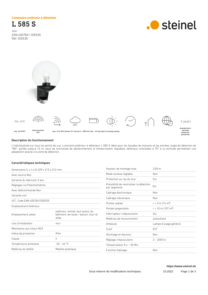 Imagen de la primera página del manual del dispositivo L 585 S