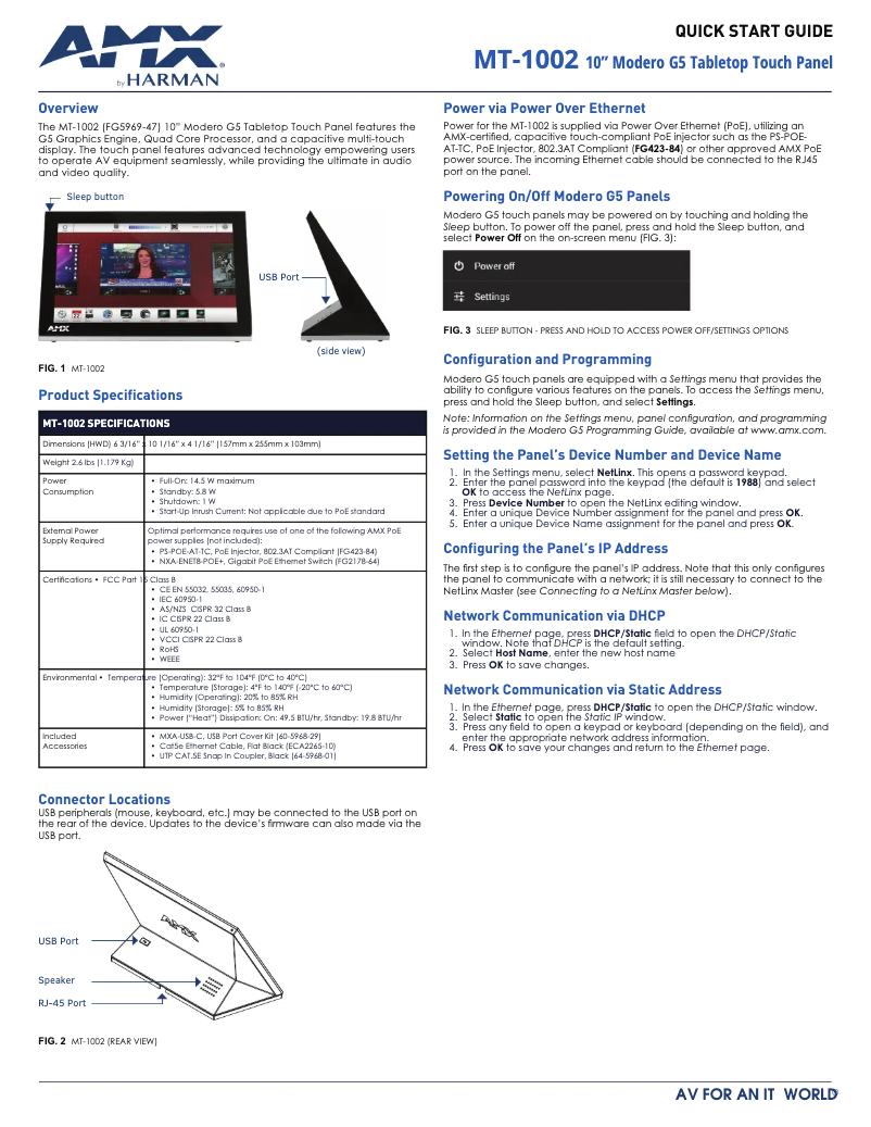 Imagen de la primera página del manual del dispositivo MT-1002