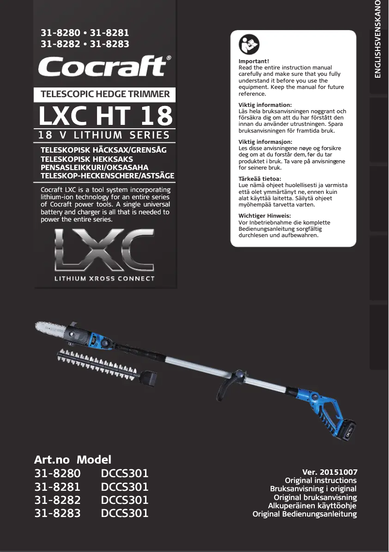 Página 1 del manual Manual de usuario Cocraft LXC HT 18