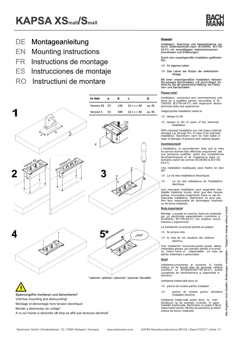 Imagen de la primera página del manual del dispositivo Kapsa S