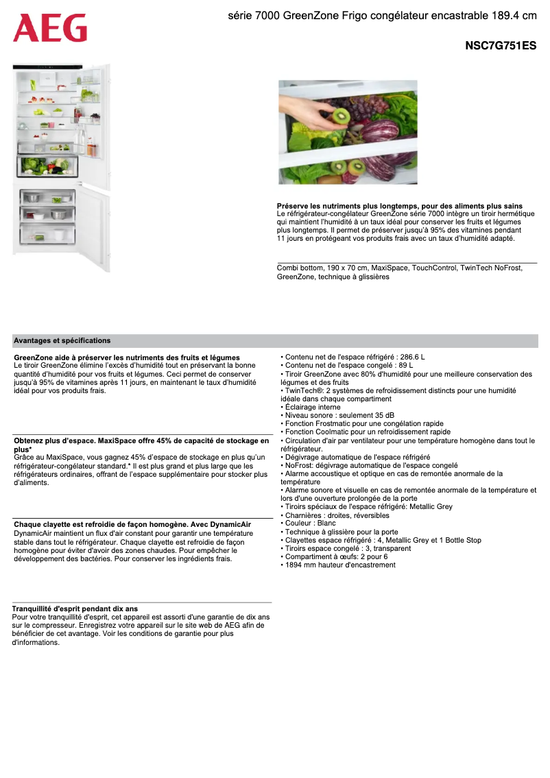 Página nº 1 - Ficha técnica AEG NSC7G751ES