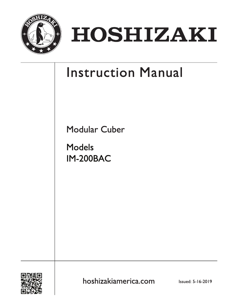 Página 1 del manual Guía de instalación Hoshizaki IM-200BAA