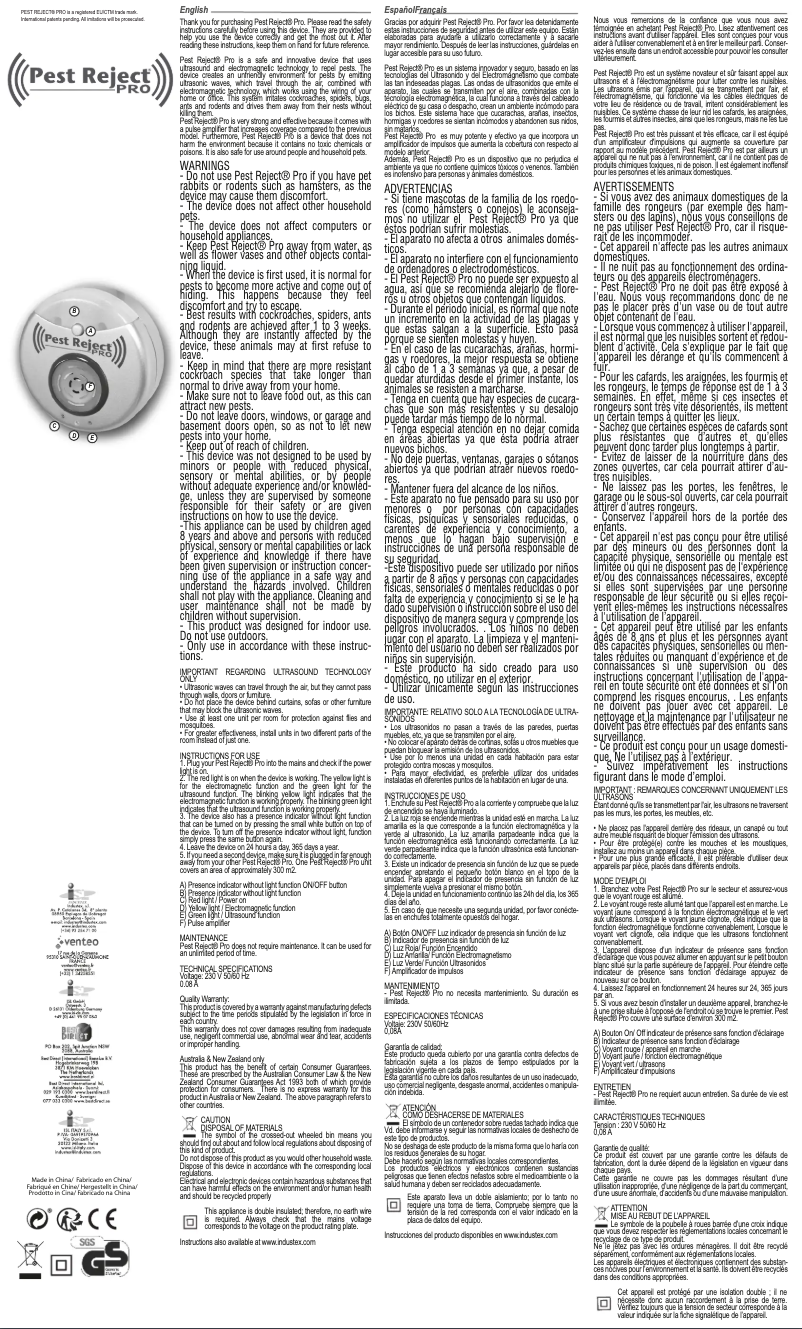 Página 1 del manual Manual de usuario Pest Reject Pro