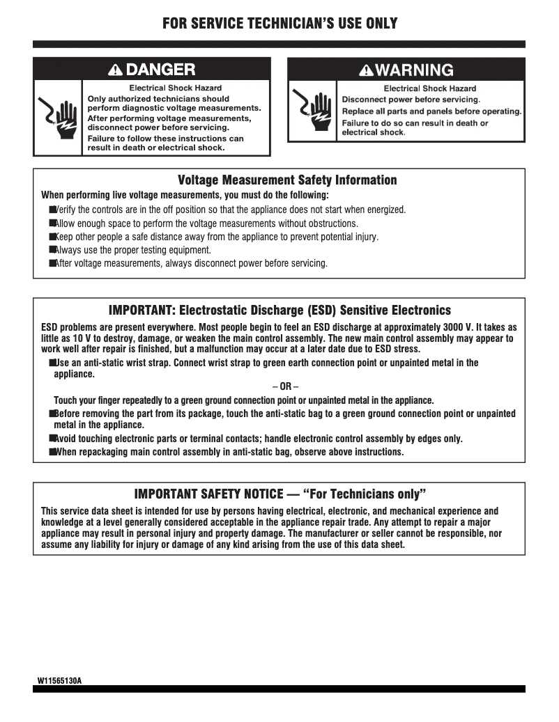 Imagen de la primera página del manual del dispositivo YWED5010LW