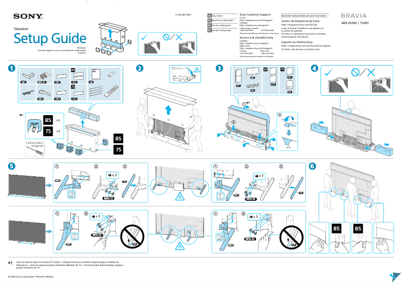 Imagen de la primera página del manual del dispositivo Bravia XBR-75Z8H