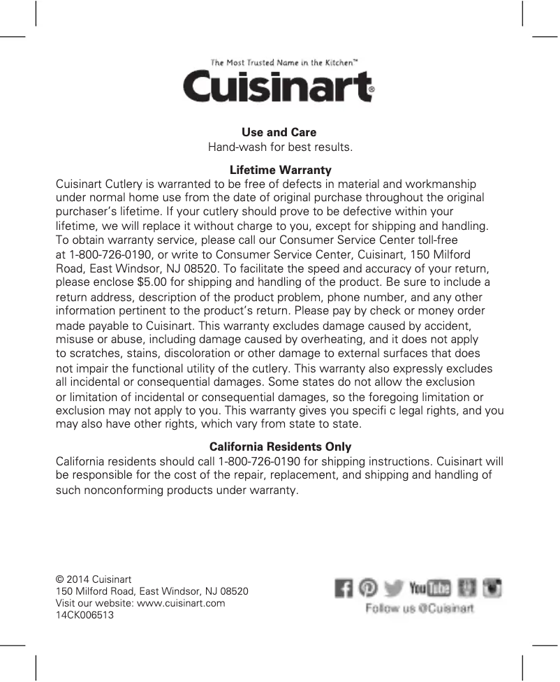 Página 1 del manual Manual de usuario Cuisinart Classic C77MB-8SL