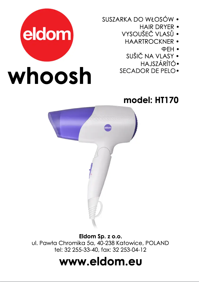 Página 1 del manual Manual de usuario Eldom WHOOSH HT170