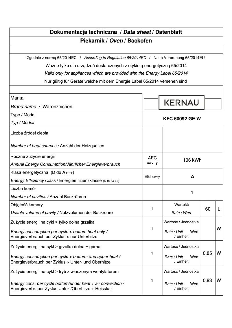 Imagen de la primera página del manual del dispositivo KFC 60092 GE W