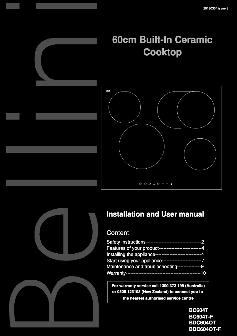 Página 1 del manual Manual de usuario Bellini BP460EC