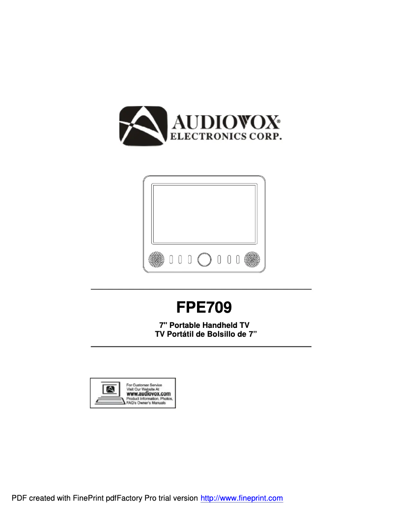 Imagen de la primera página del manual del dispositivo FPE709