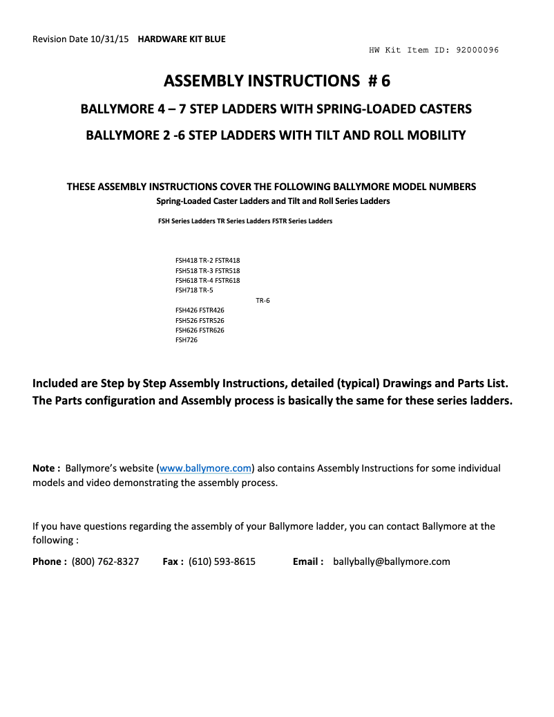 Página 1 del manual Instrucciones / montaje Ballymore TR-3