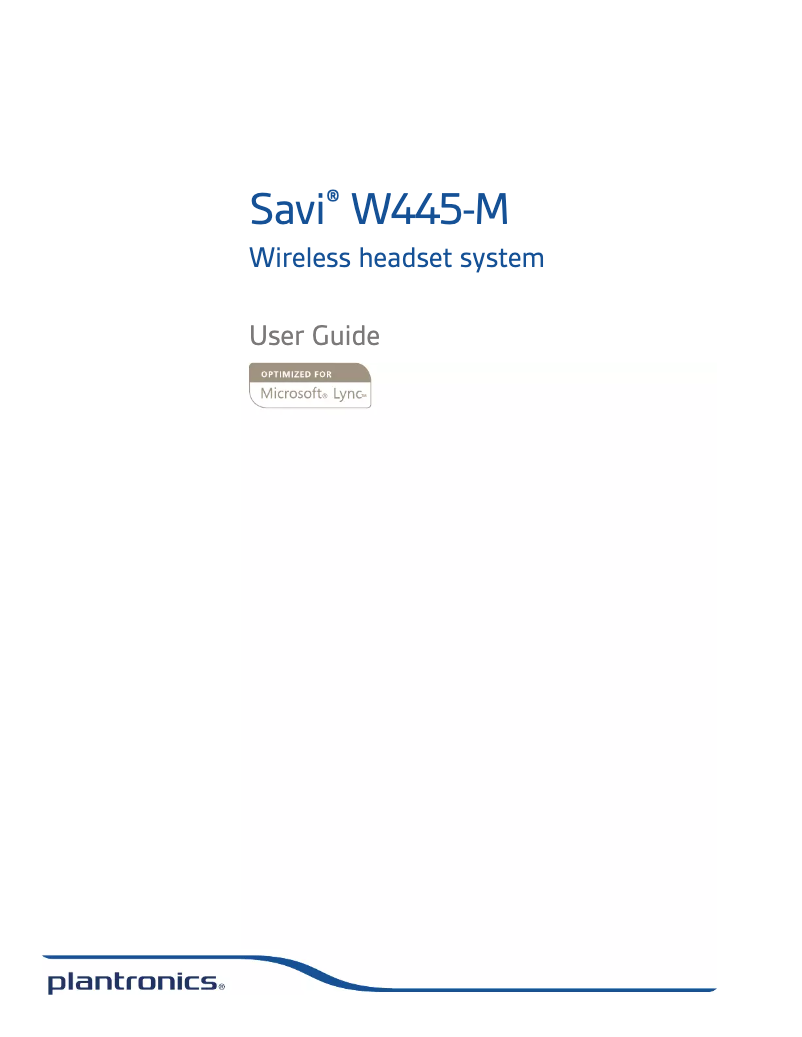 Página nº 1 - Manual de usuario Plantronics Savi W445-M