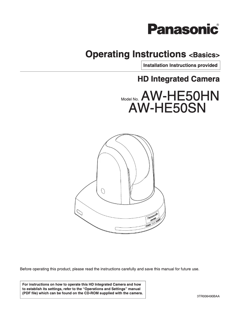 Imagen de la primera página del manual del dispositivo AW-HE50H