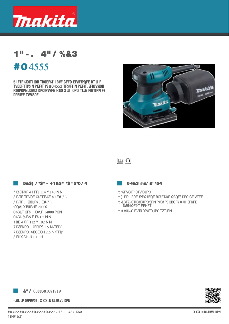 Página 1 del manual Ficha técnica Makita BO4555