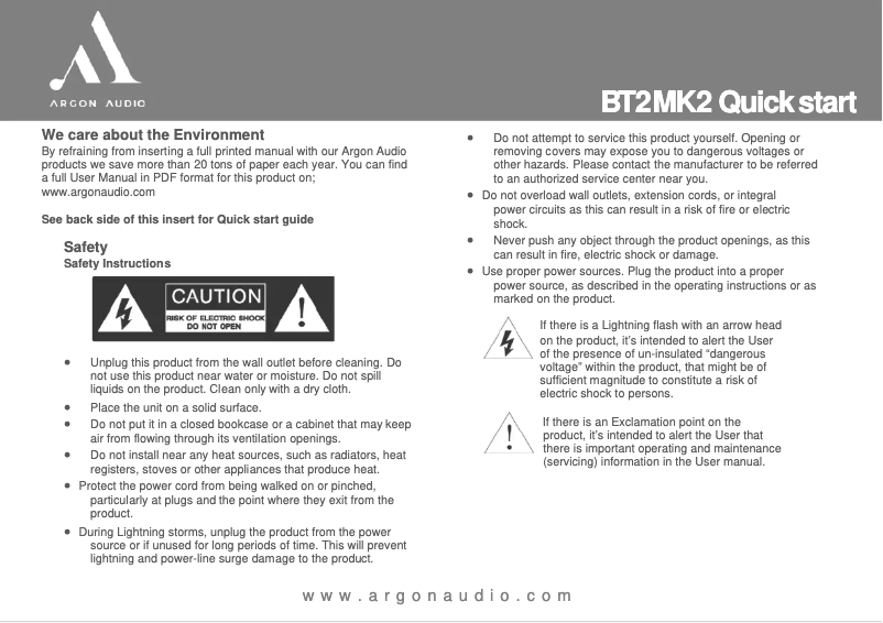Página nº 1 - Manual de usuario Argon BT-2