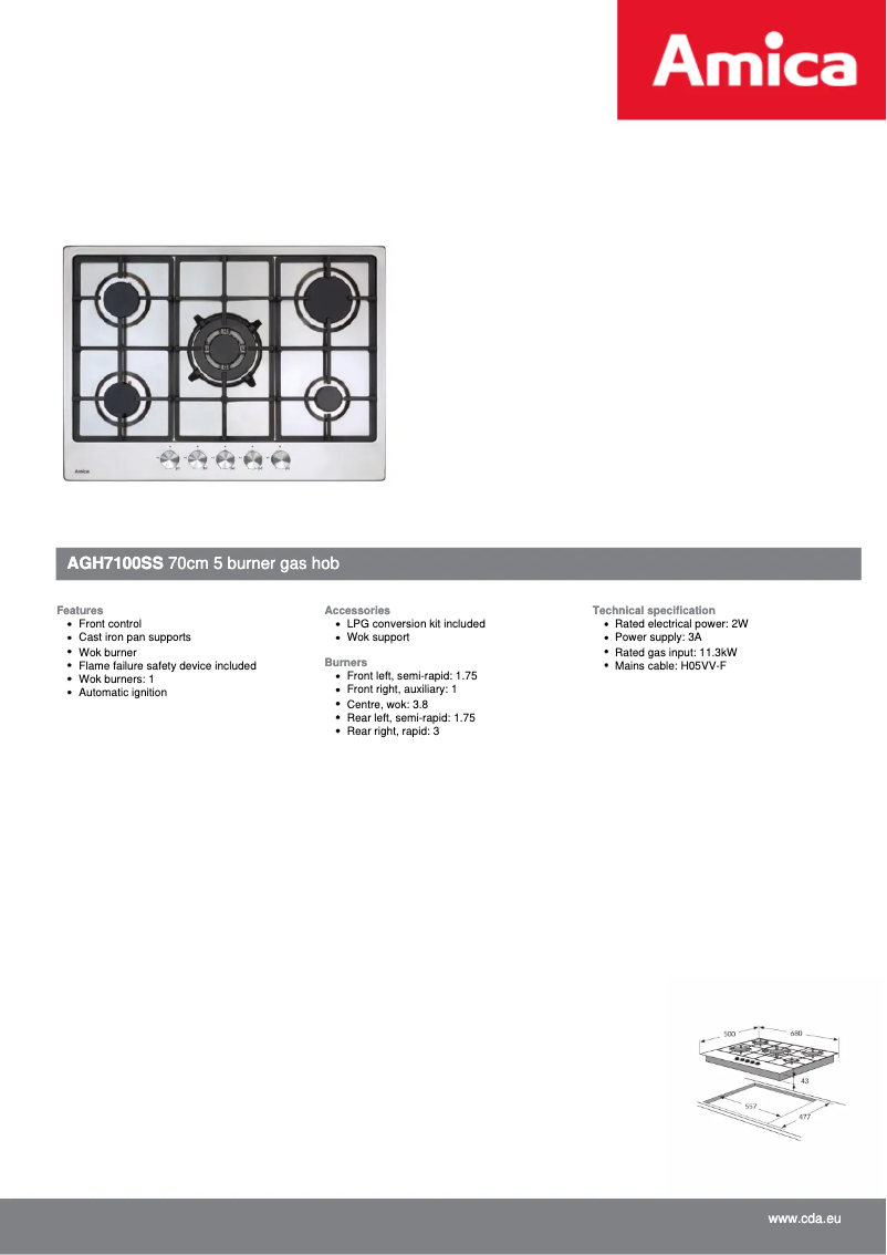 Página nº 1 - Ficha técnica Amica AGH7100SS