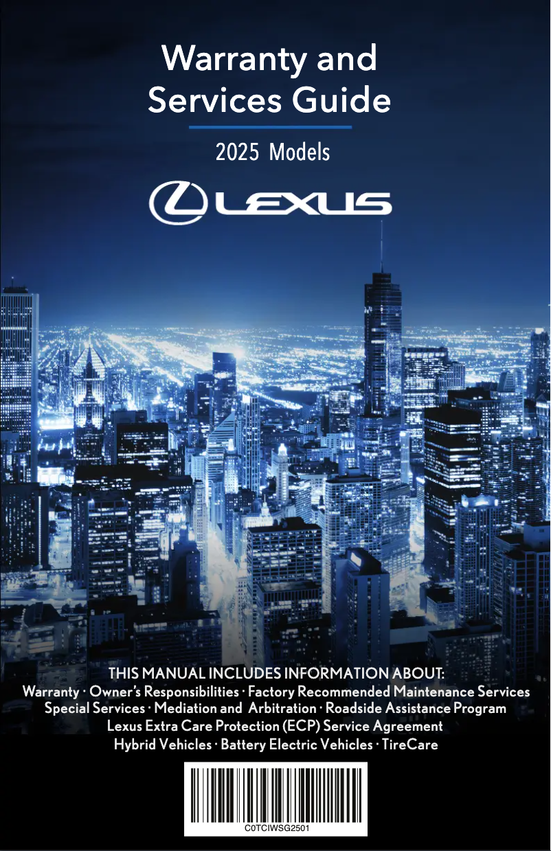 Página 1 del manual Información de garantía Lexus NX 350 (2025)