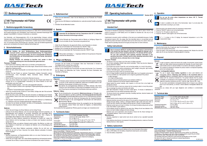 Imagen de la primera página del manual del dispositivo LT-80
