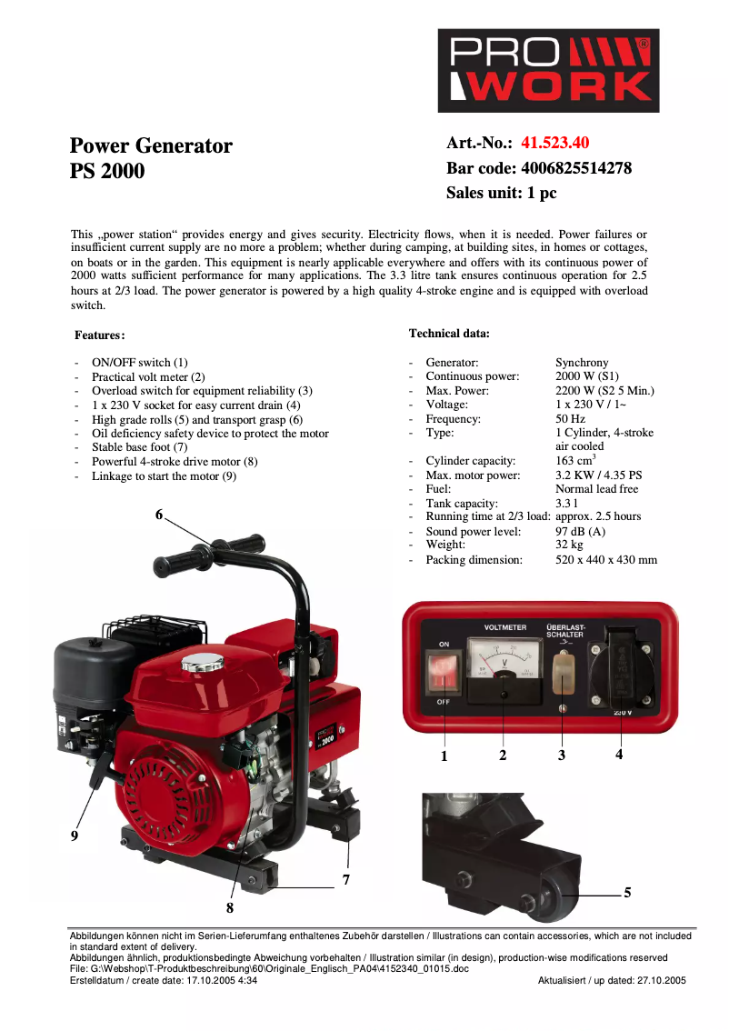 Imagen de la primera página del manual del dispositivo PS 2000