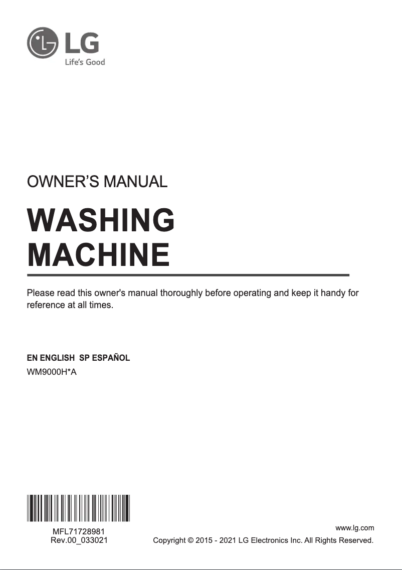 Imagen de la primera página del manual del dispositivo WM9000HWA