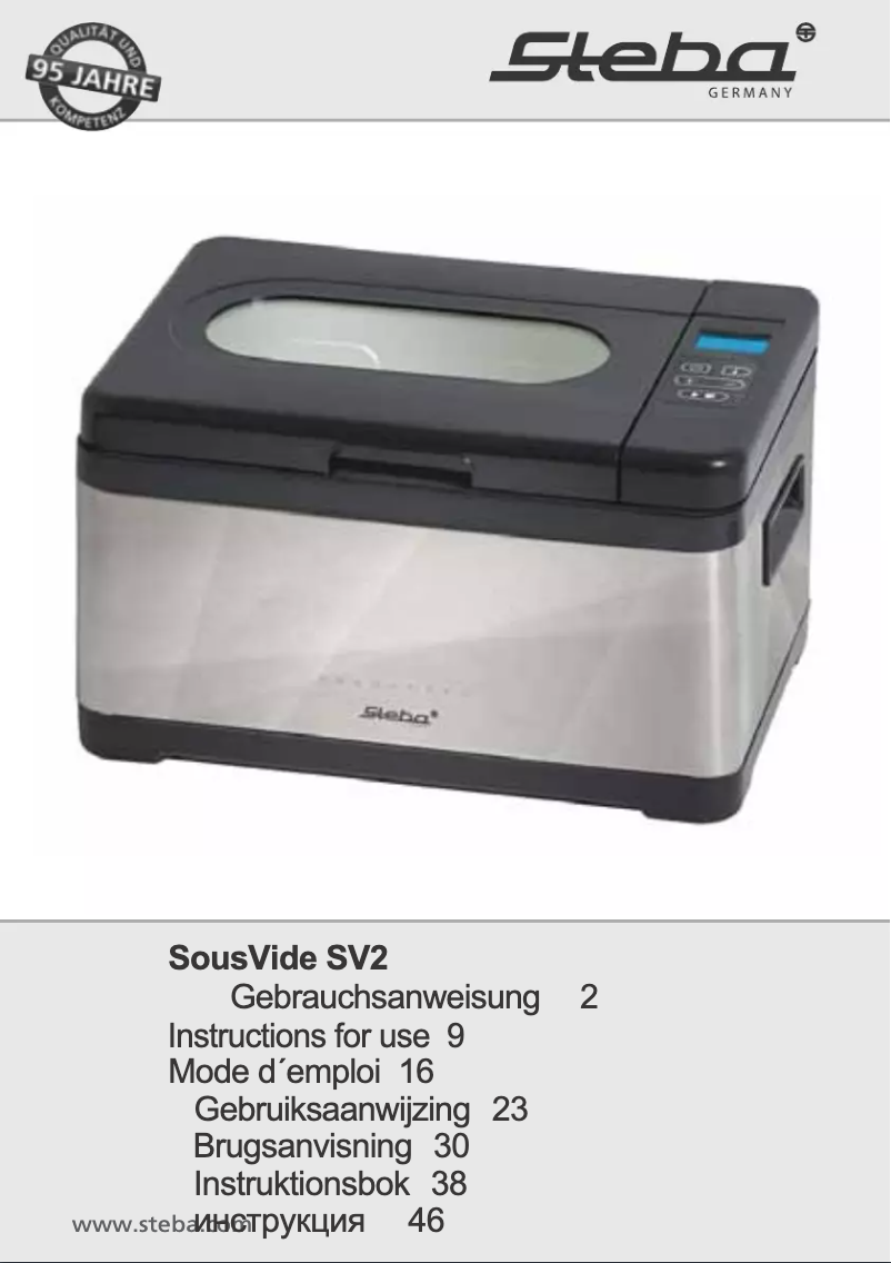 Página 1 del manual Manual de usuario Steba SousVide SV2