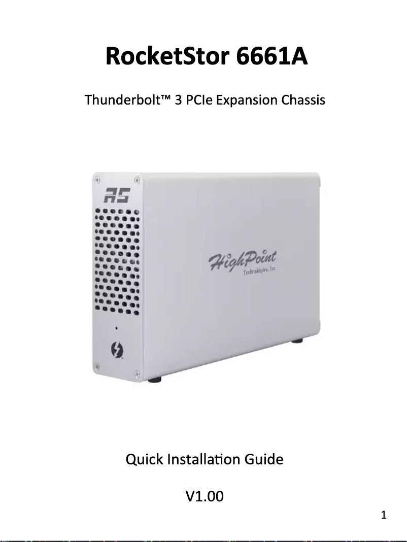 Imagen de la primera página del manual del dispositivo RocketStor 6661A