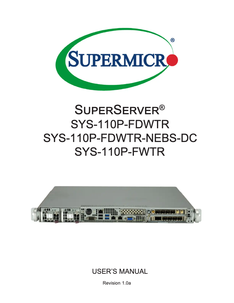 Imagen de la primera página del manual del dispositivo SuperServer SYS-110P-FWTR