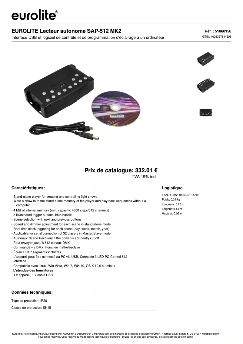 Página nº 1 - Ficha técnica Eurolite SAP-512 MK2