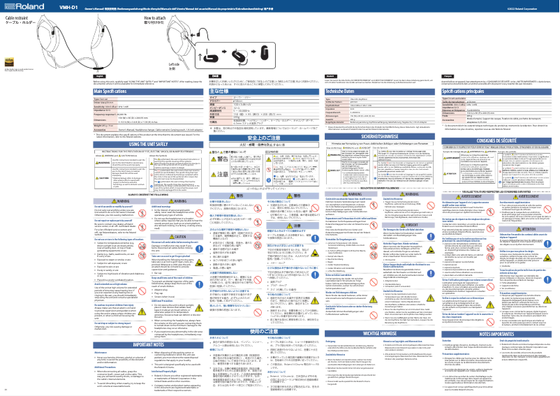 Página 1 del manual Manual de usuario Roland VMH-D1