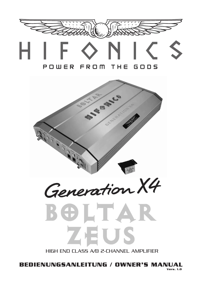 Imagen de la primera página del manual del dispositivo Generation X4 Boltar Zeus