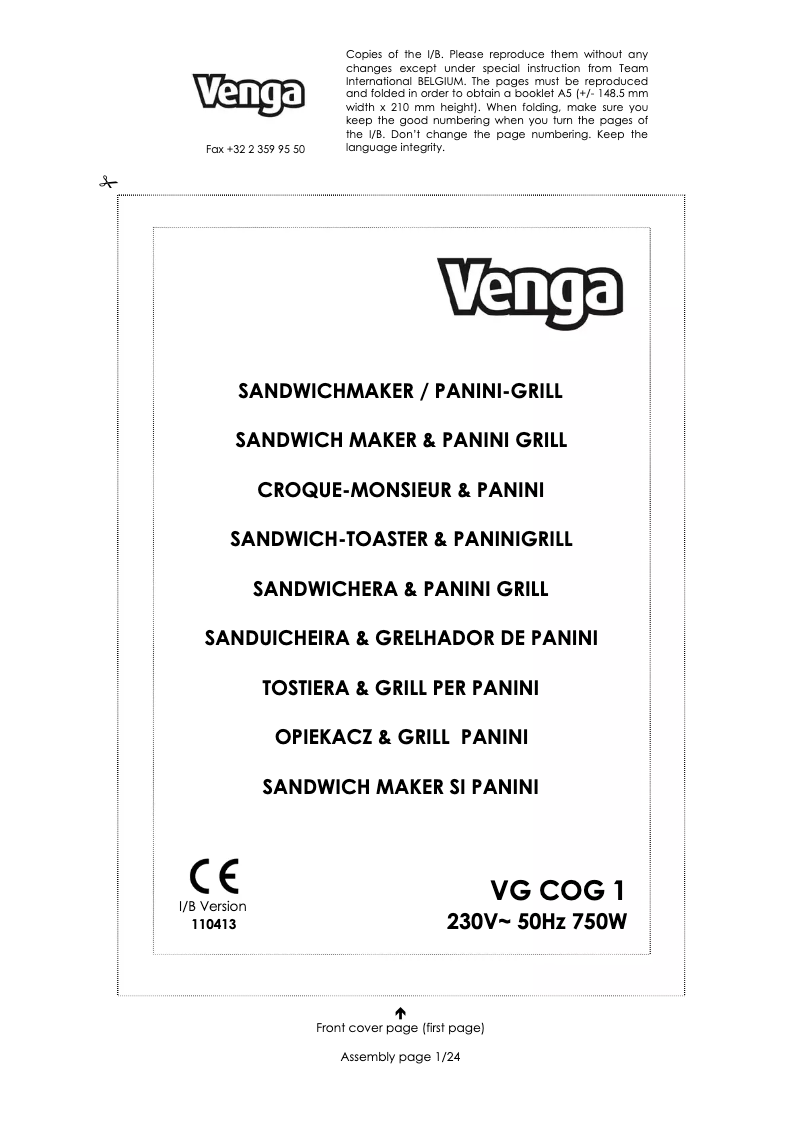 Página 1 del manual Manual de usuario Venga VG COG 1